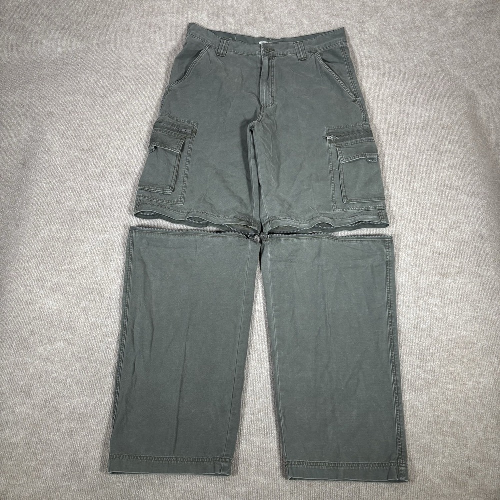Vintage‎ Old Navy Pants Mens 35x32 Army Green Cargo Convertible Military Baggy - Picture 2 of 13